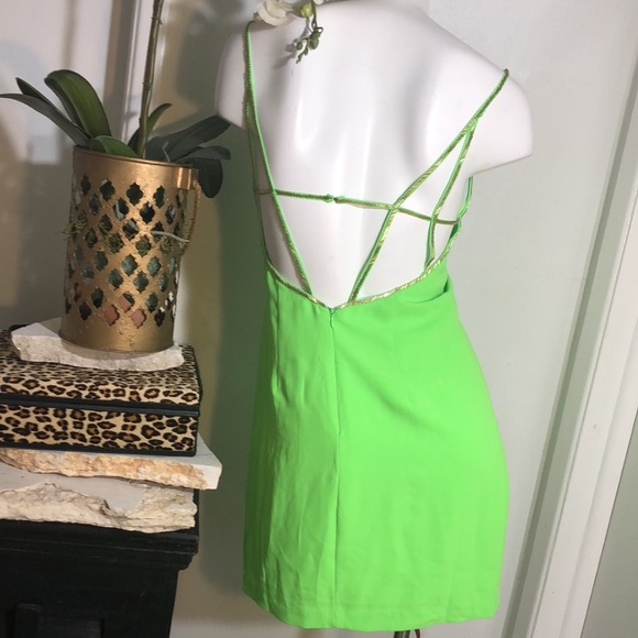 ARC &‎ CO. Strappy Green Beaded Mini Dress - Picture 7 of 12